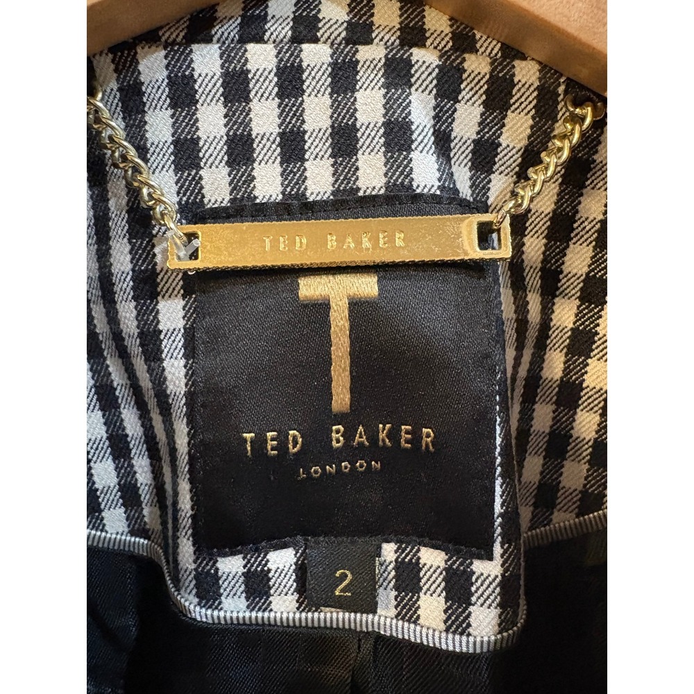 Ted Baker Reyhan Black & White Gingham Single Button Tailored Jacket size 2 - Picture 3 of 12